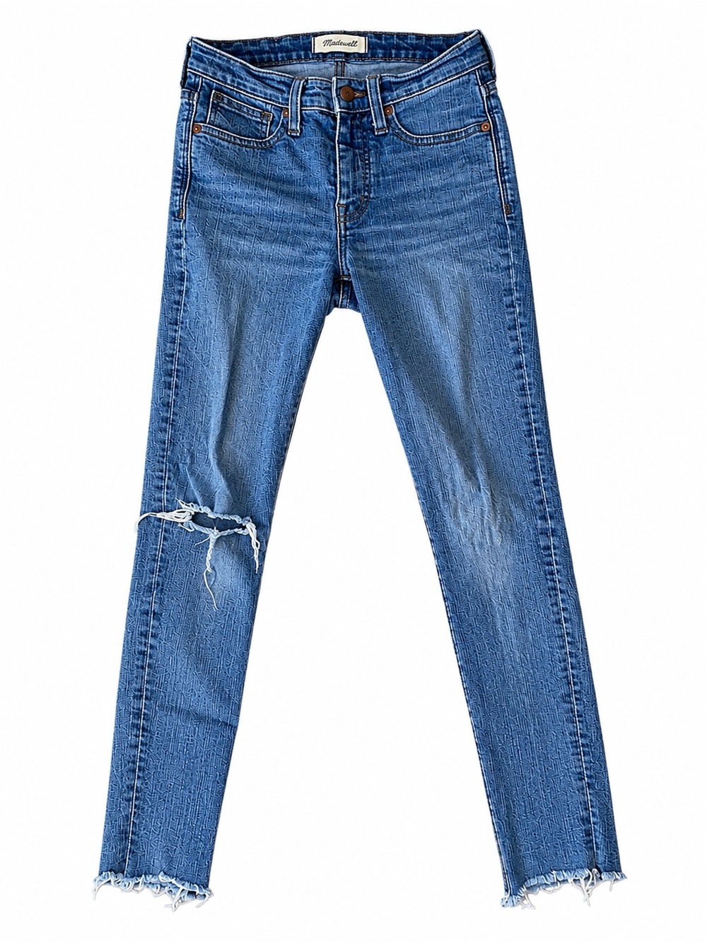 #102-   Madewell High Rise Skinny Crop Distressed Jeans Size 24